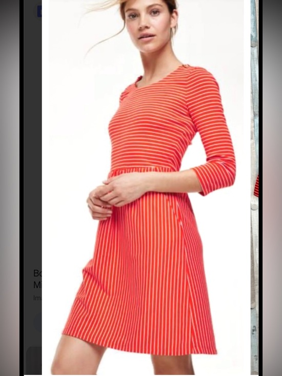 Boden Dresses & Skirts - Boden women’s 8R, Janie Red Striped Dress with pockets.